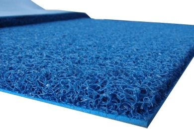 Thảm nhựa rối màu xanh dương